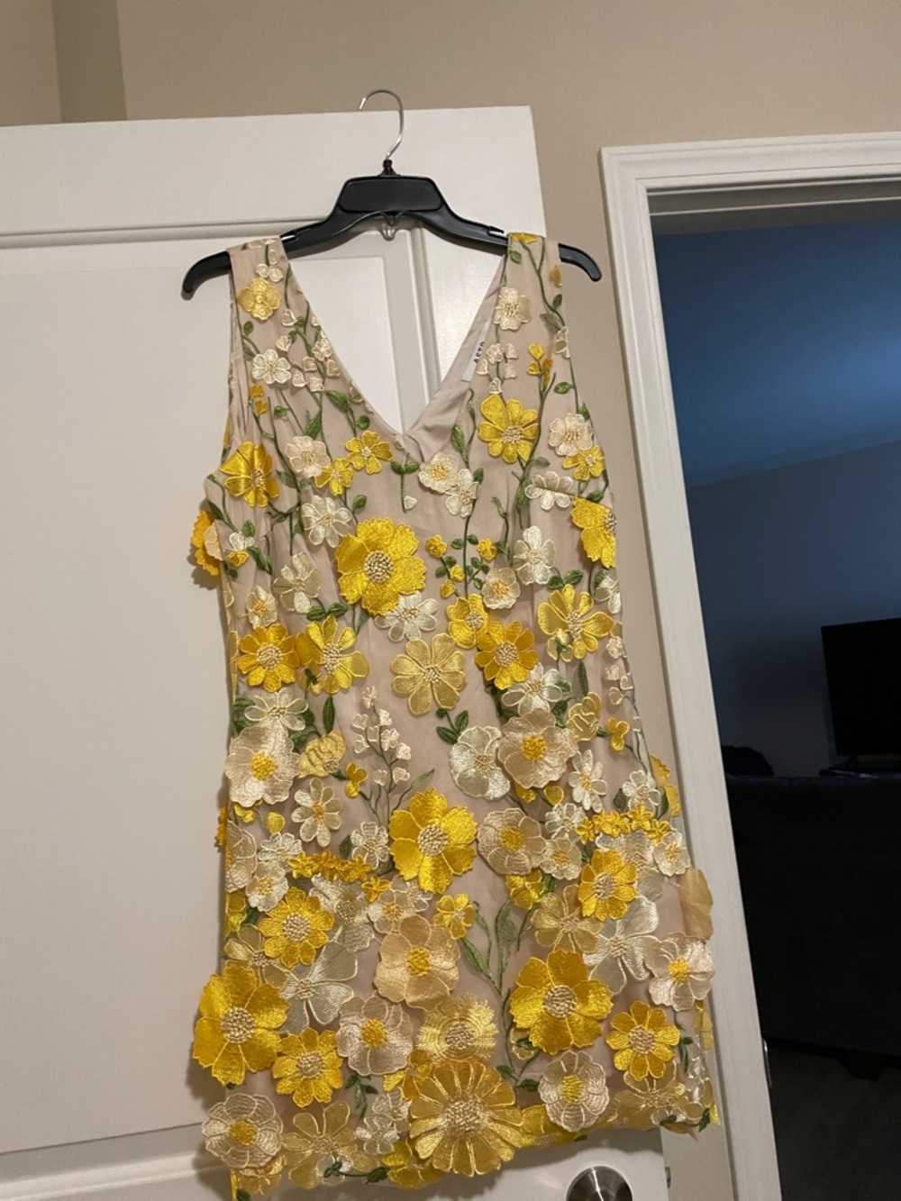 Victoria’s Secret Floral Embroidered V-Neck Dress Daisies in Yellow & Cream